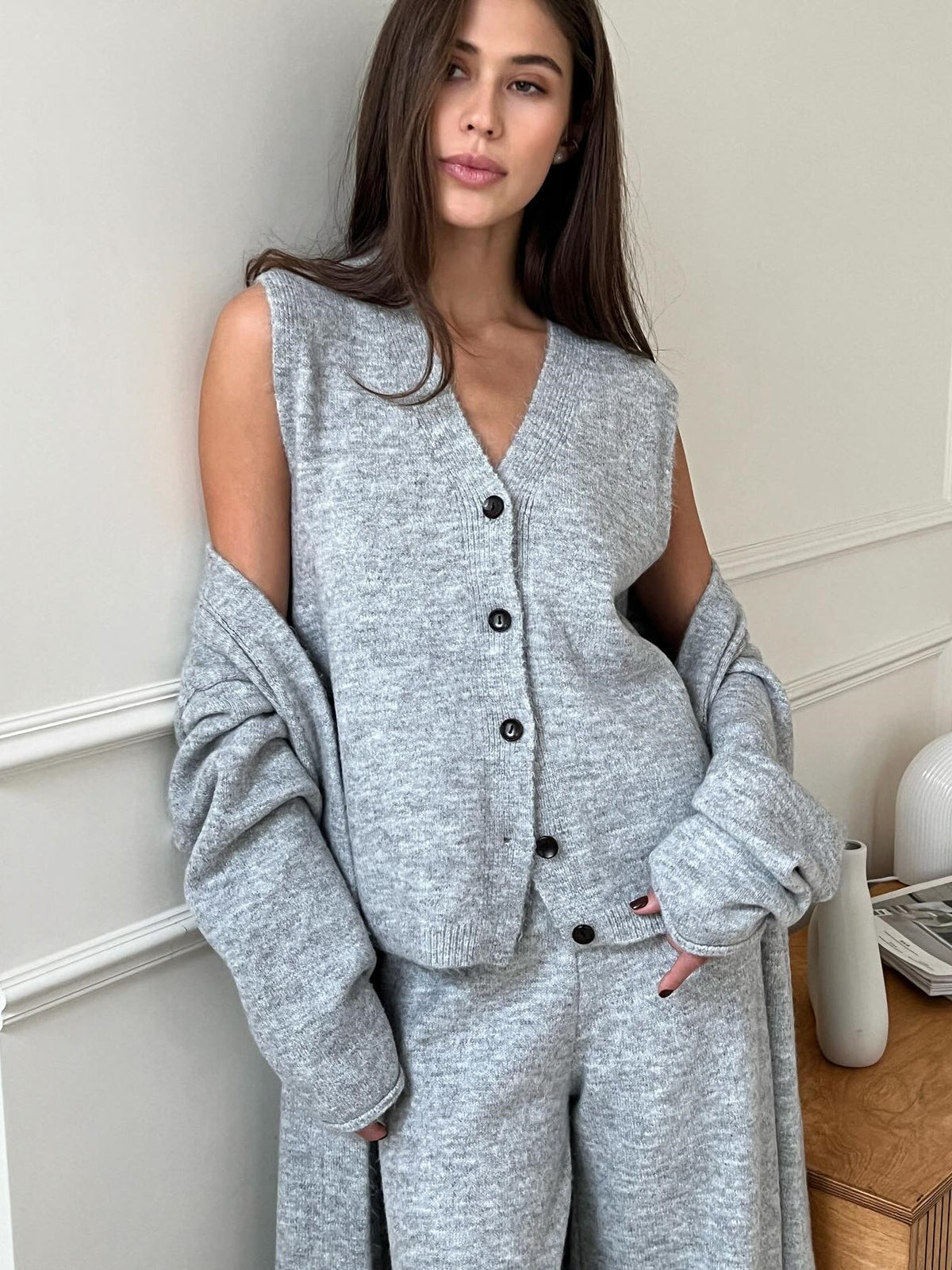 Women’s Wool-Blend Knitted Three-Piece Set