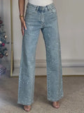 Zaria | Women’s High Rise Wide Leg Sparkly Glitter Jeans