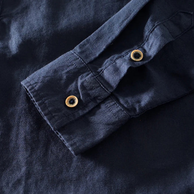 Aaron | Men’s Collared Button Front Long Sleeve Shirt