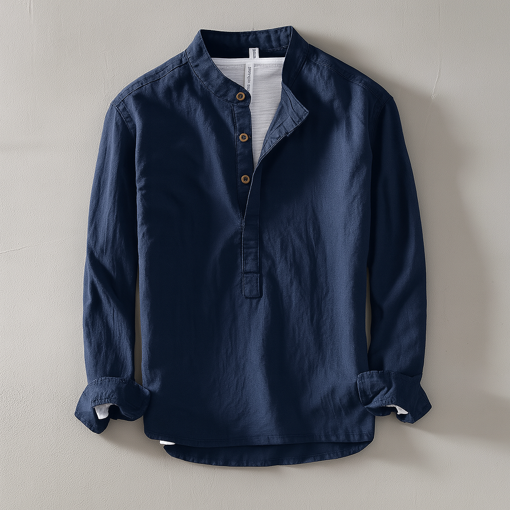 Aaron | Men’s Collared Button Front Long Sleeve Shirt