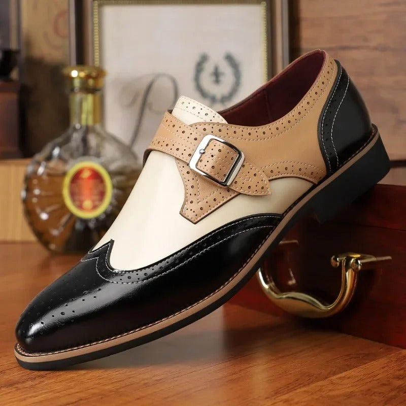 Abraham | Men’s Wingtip Monk Strap Brogue Dress Shoes