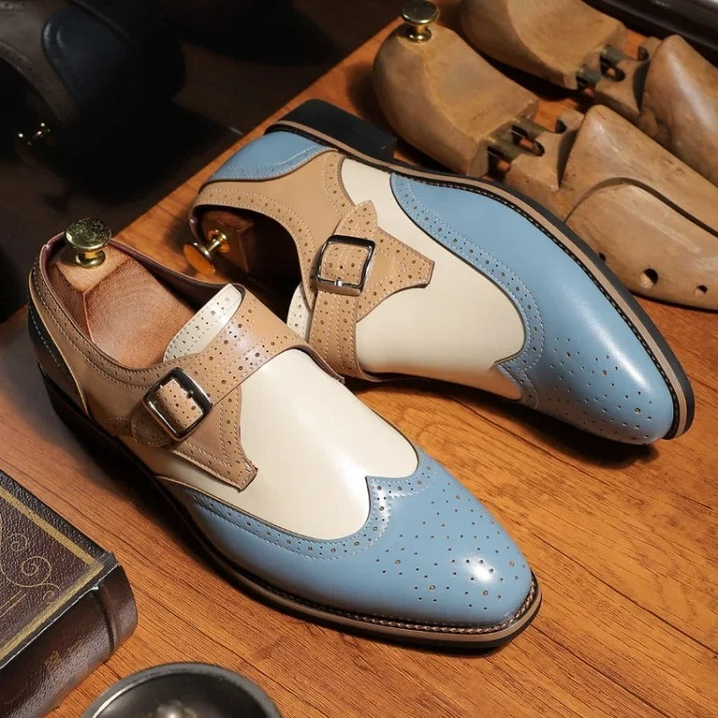 Abraham | Men’s Wingtip Monk Strap Brogue Dress Shoes