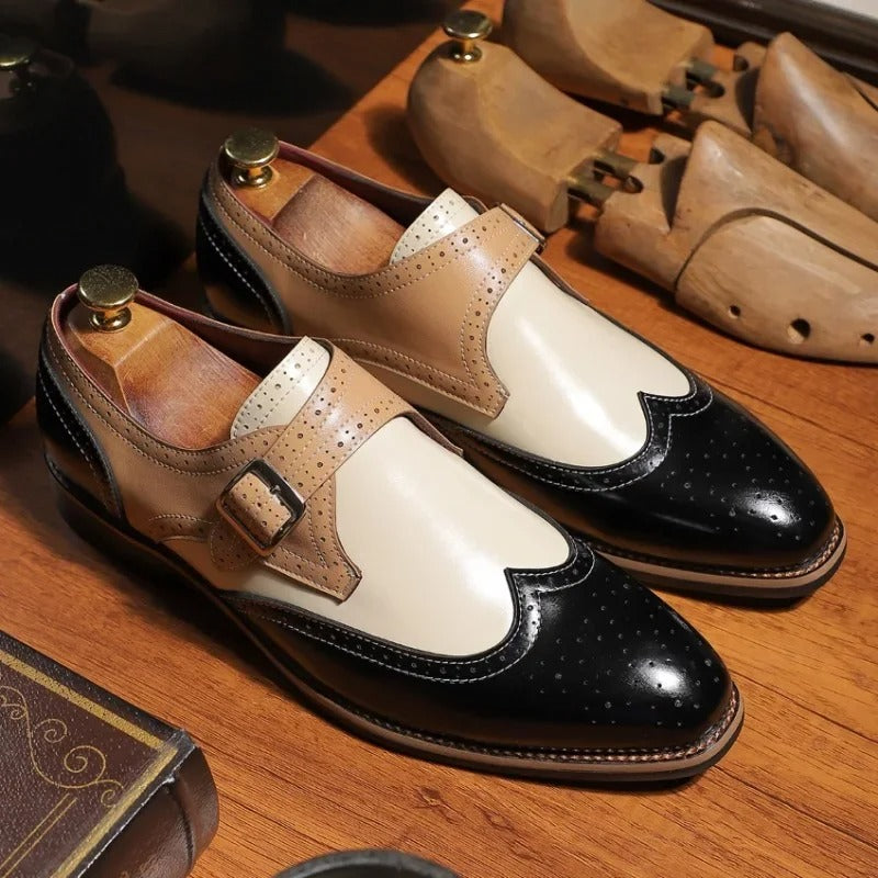 Abraham | Men’s Wingtip Monk Strap Brogue Dress Shoes