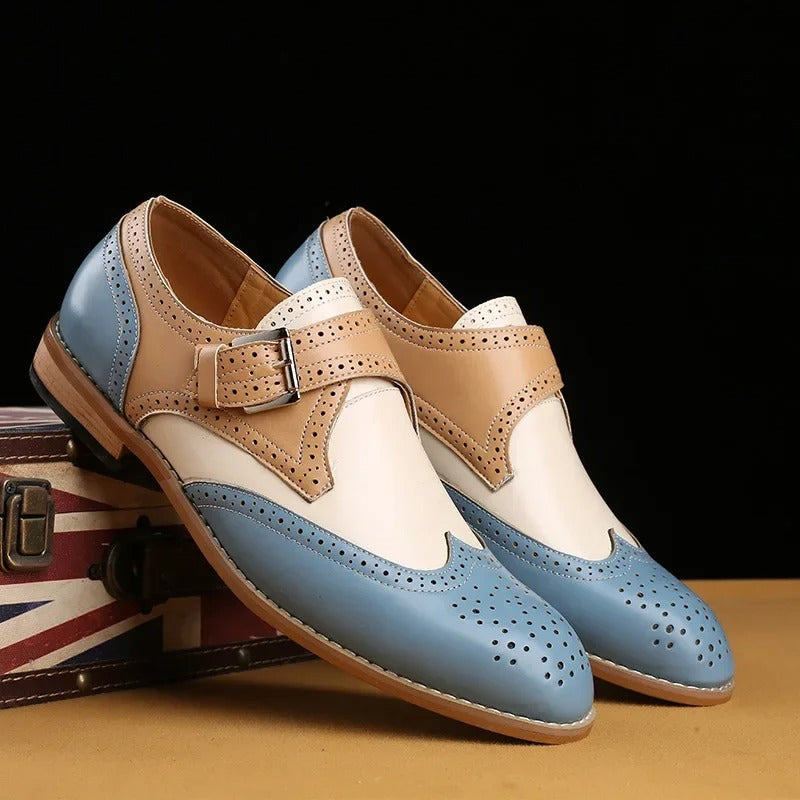 Abraham | Men’s Wingtip Monk Strap Brogue Dress Shoes