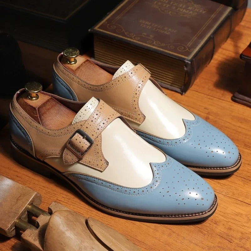 Abraham | Men’s Wingtip Monk Strap Brogue Dress Shoes