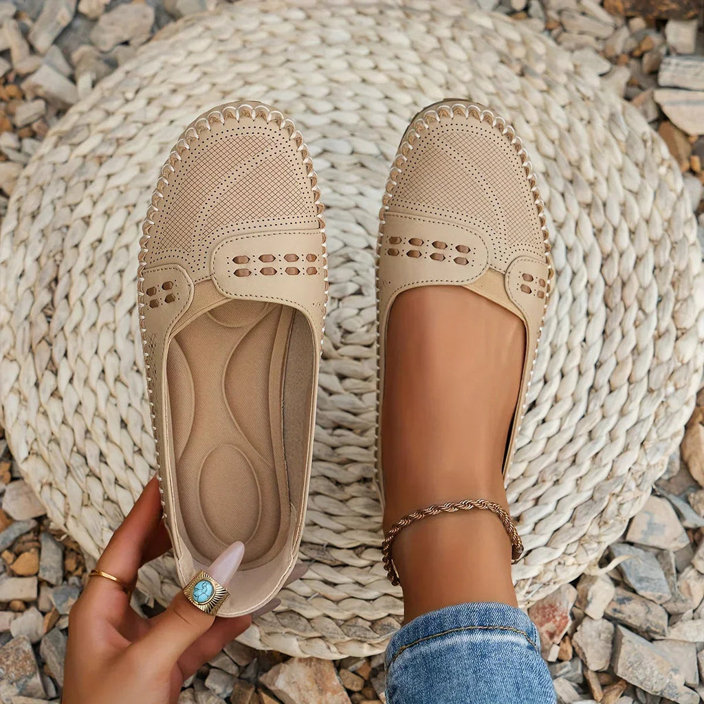 Abril | Women's Round Toe Flat Sole Slip On Shoes