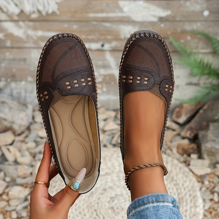 Abril | Women's Round Toe Flat Sole Slip On Shoes