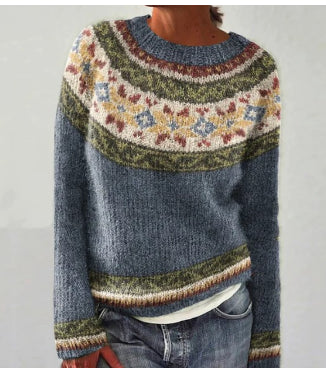 Acacia | Women's Multicolor Patterned Round Neck Sweater
