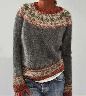 Acacia | Women's Multicolor Patterned Round Neck Sweater