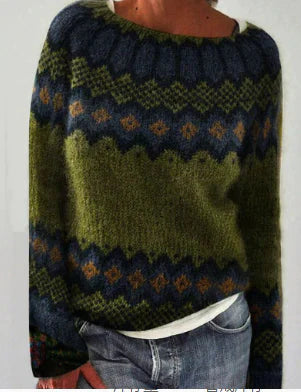 Acacia | Women's Multicolor Patterned Round Neck Sweater