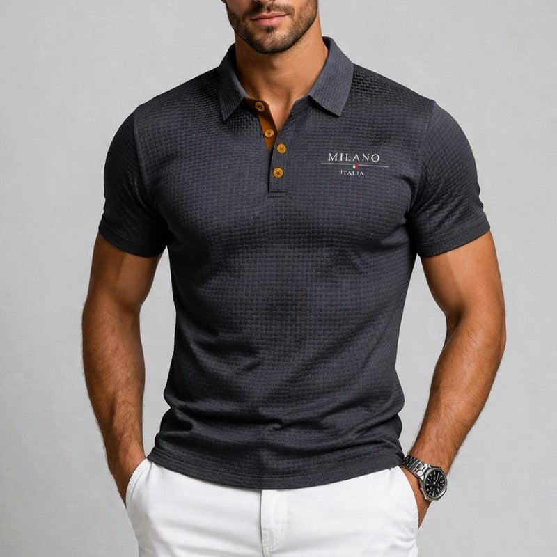 Achilles | Men’s Textured Short Sleeve Knit Polo Shirt