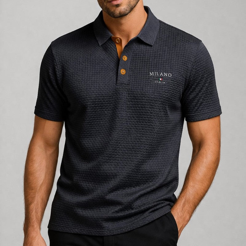 Achilles | Men’s Textured Short Sleeve Knit Polo Shirt