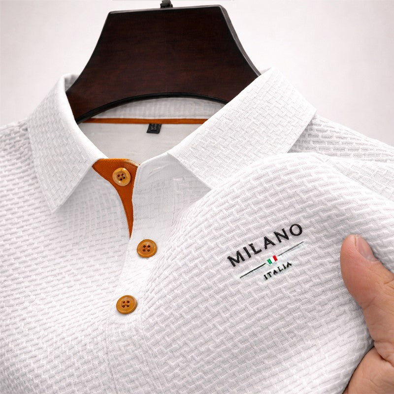 Achilles | Men’s Textured Short Sleeve Knit Polo Shirt