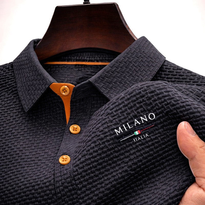 Achilles | Men’s Textured Short Sleeve Knit Polo Shirt