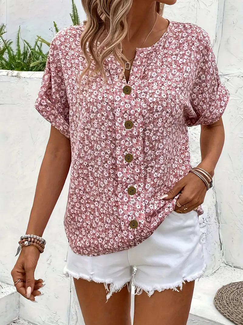 Ada | Women's Floral Print Short Sleeve Summer Top