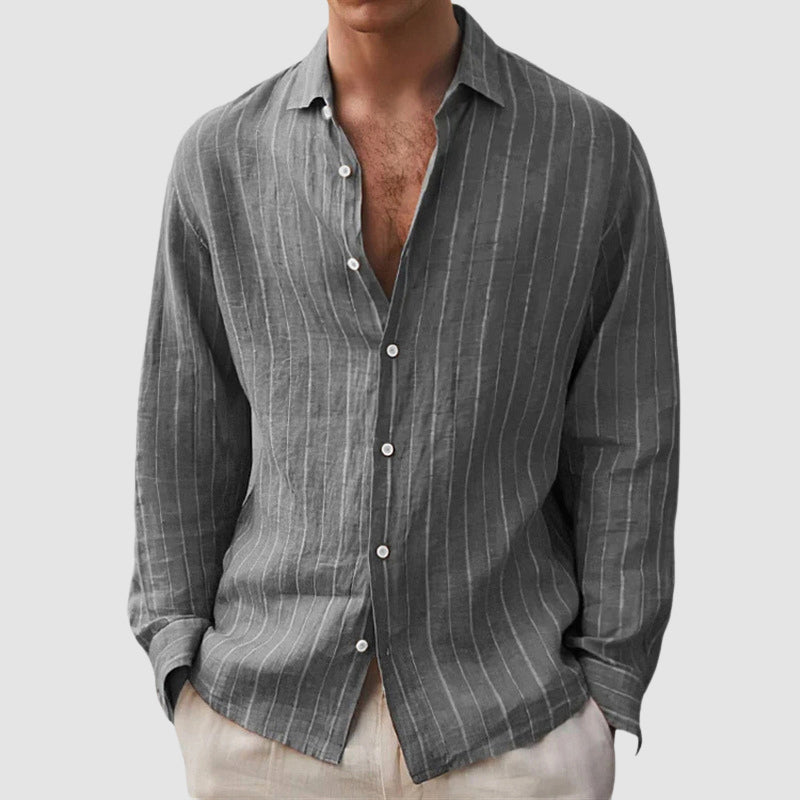 Addley | Men’s Long Sleeve Striped Button Front Shirt