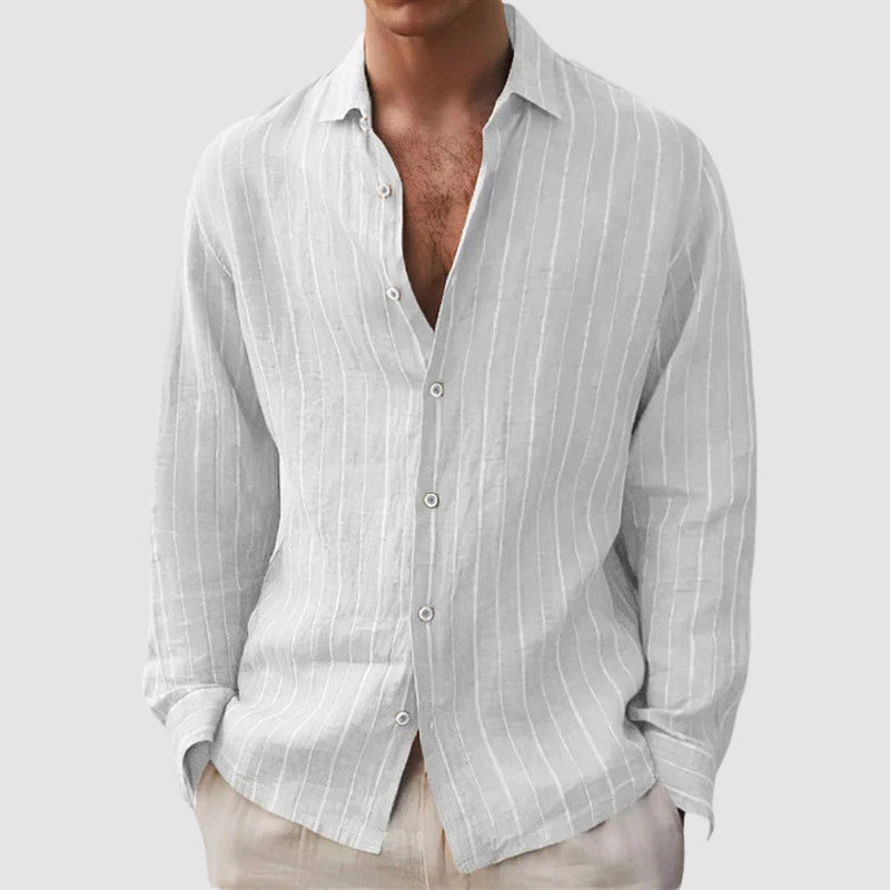 Addley | Men’s Long Sleeve Striped Button Front Shirt