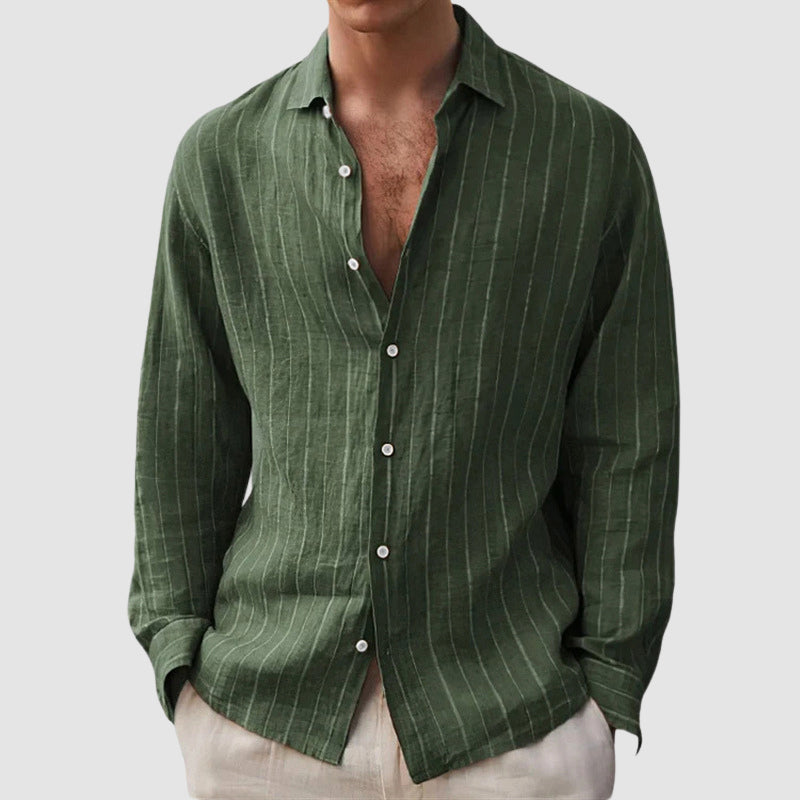 Addley | Men’s Long Sleeve Striped Button Front Shirt