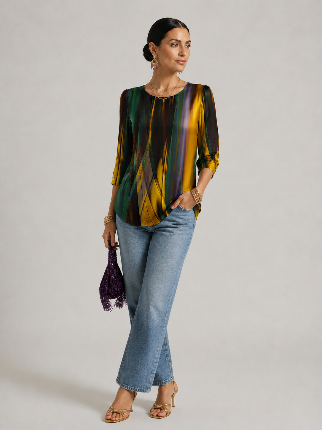 Adelina | Women's Patterned Round Neck Summer T Shirt