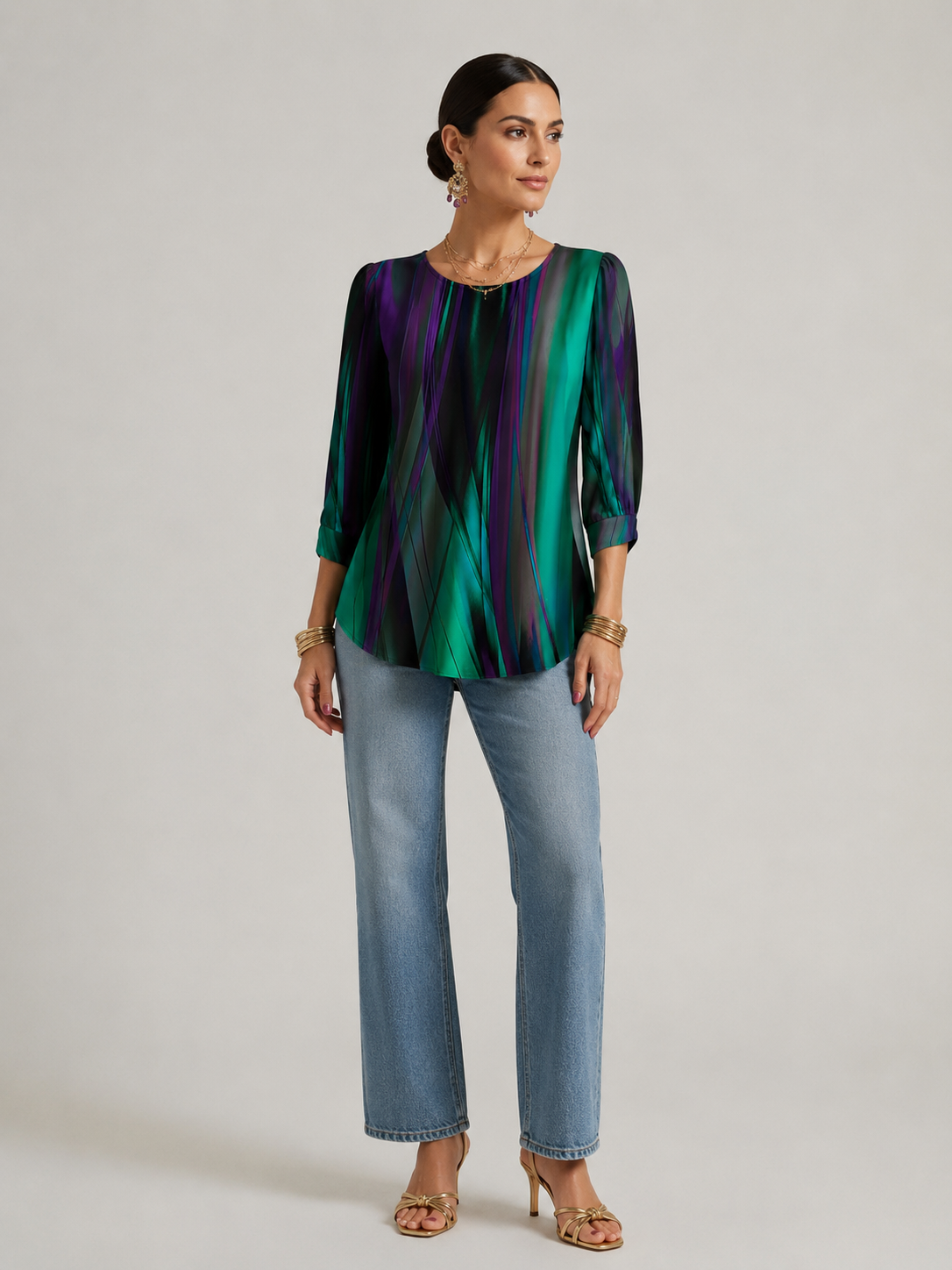 Adelina | Women's Patterned Round Neck Summer T Shirt