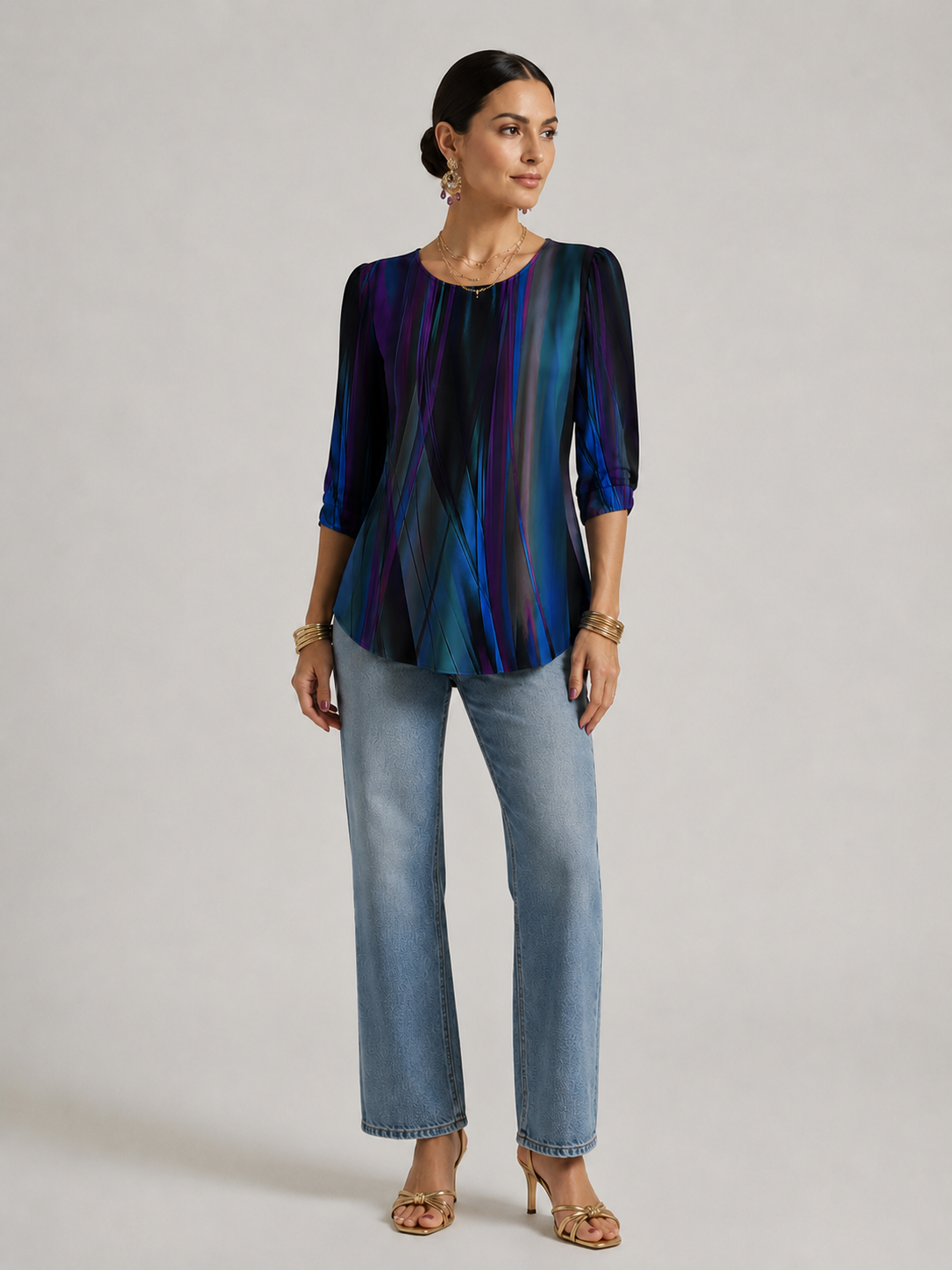 Adelina | Women's Patterned Round Neck Summer T Shirt