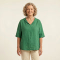 Adina | Women’s V Neck Short Sleeve Relaxed Fit Blouse