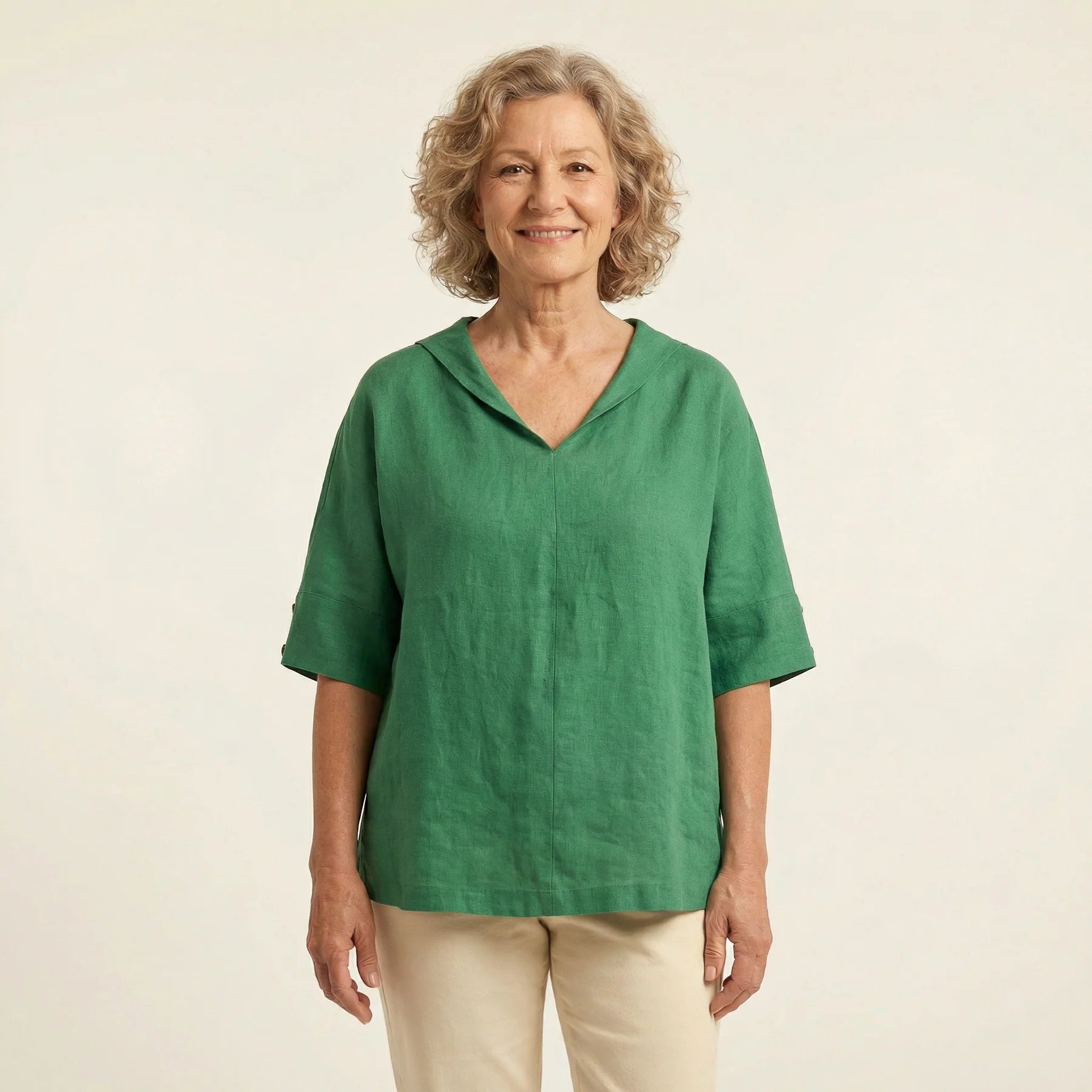 Adina | Women’s V Neck Short Sleeve Relaxed Fit Blouse