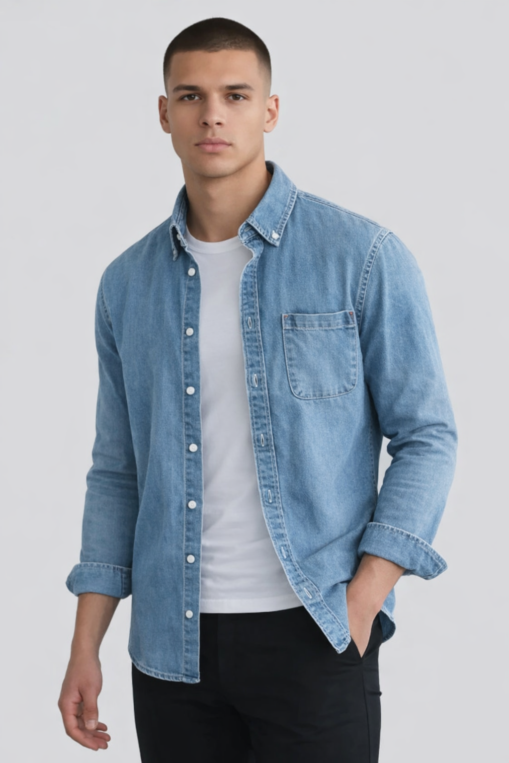 Adler | Men’s Long Sleeve Button Down Demin Shirt
