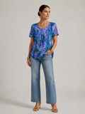 Adreana | Women's Leaf Print Short Sleeve Summer T Shirt