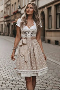 Aeryn | Women’s Waist Tie Short Sleeve Flowy Knee Length Dress