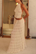 Agate | Women's Drawstring Pleated Flowy Maxi Skirt