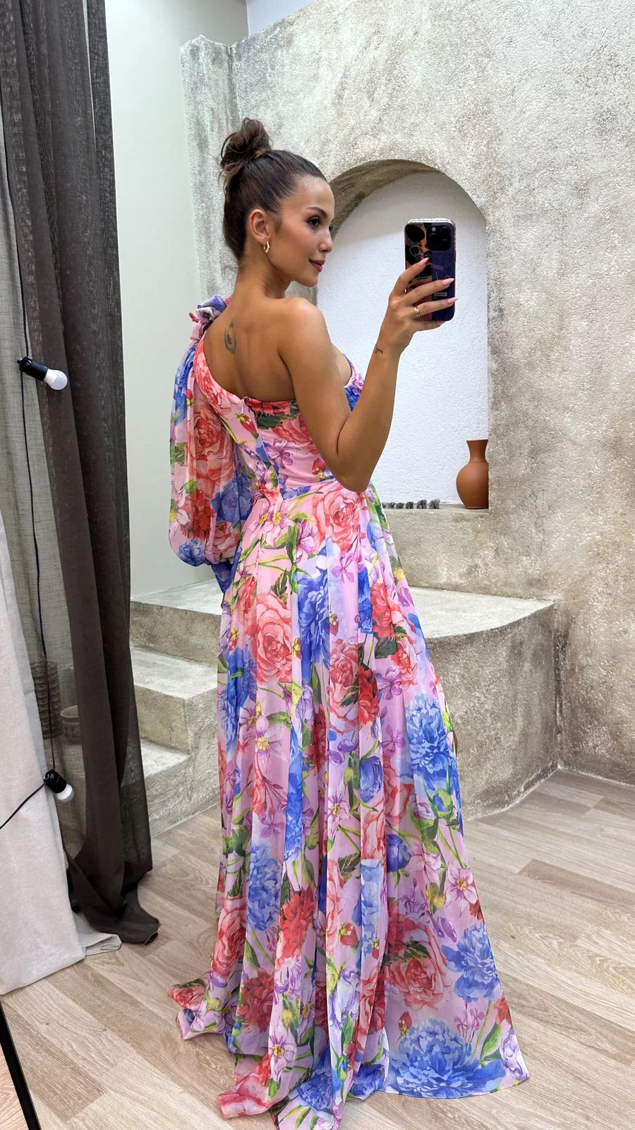 Agatha | Women’s One Shoulder Flowy High Slit Maxi Dress