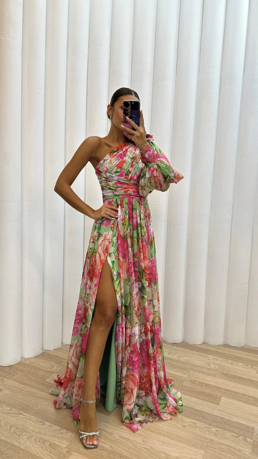 Agatha | Women’s One Shoulder Flowy High Slit Maxi Dress