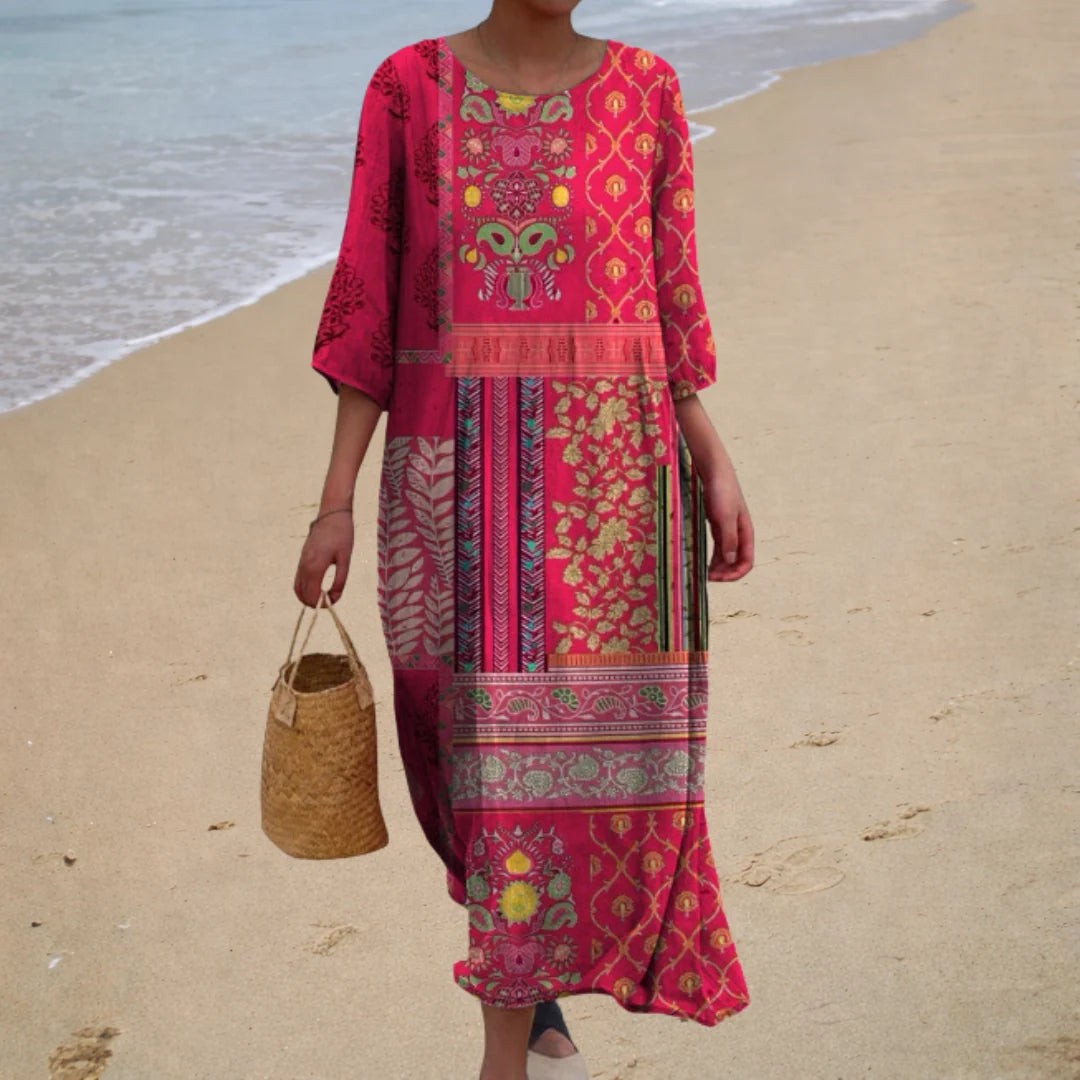 Aggie | Women’s Printed Scoop Neck Summer Maxi Dress