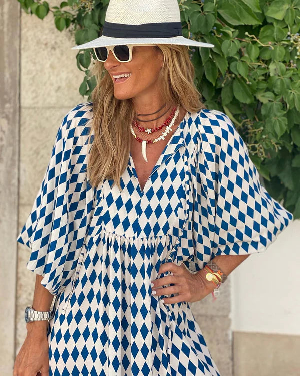 Aggie | Women's Printed Tiered Puff Sleeve Midi Dress
