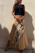 Aglaiya | Women's Geometric Print Waistband Maxi Skirt