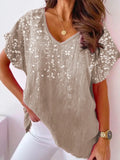 Agneta | Women's Printed V-Neck Short Sleeve Summer T Shirt