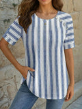 Agrafena | Women's Striped Crewneck Short Sleeve T Shirt
