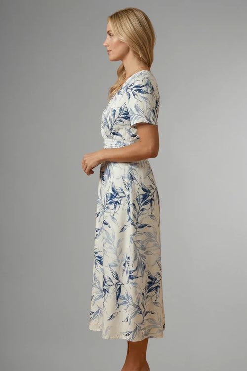 Ahna | Women’s V Neck Short Sleeve Floral Flowy Midi Dress