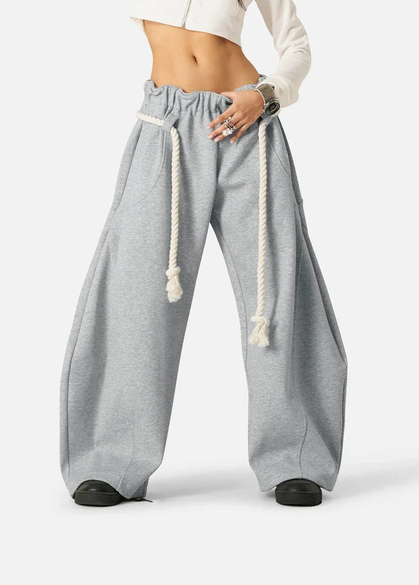 Aholanei | Women's Rope Drawstring Baggy Leg Sweatpants