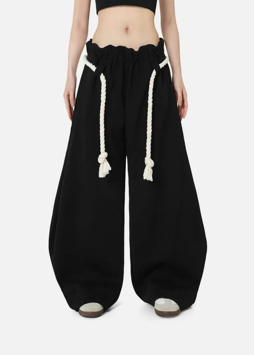 Aholanei | Women's Rope Drawstring Baggy Leg Sweatpants