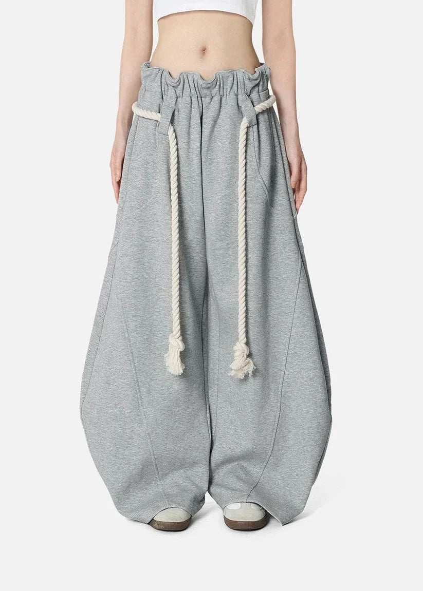Aholanei | Women's Rope Drawstring Baggy Leg Sweatpants