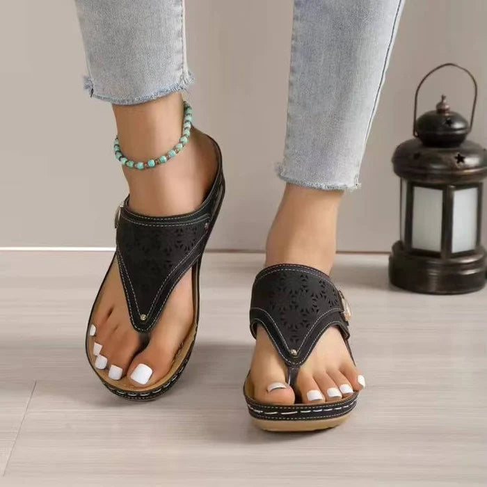 Ahuva | Women's Round Toe Slip On Wedge Platform Slides