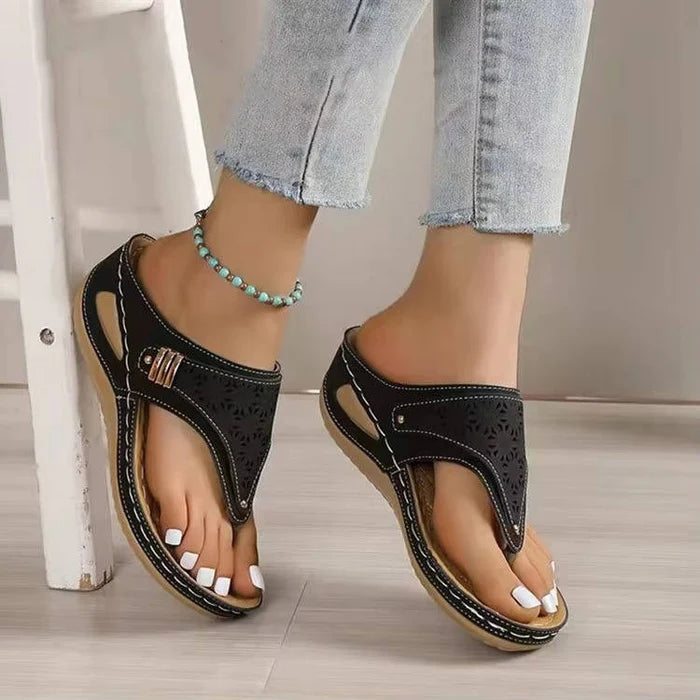 Ahuva | Women's Round Toe Slip On Wedge Platform Slides