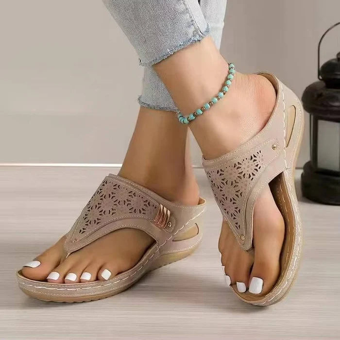 Ahuva | Women's Round Toe Slip On Wedge Platform Slides