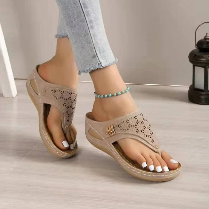 Ahuva | Women's Round Toe Slip On Wedge Platform Slides