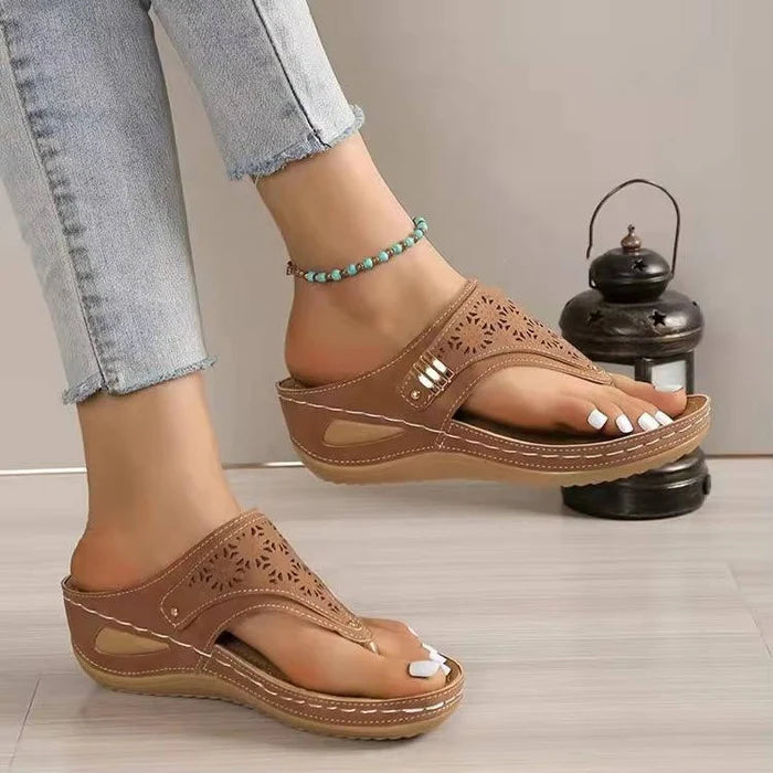 Ahuva | Women's Round Toe Slip On Wedge Platform Slides