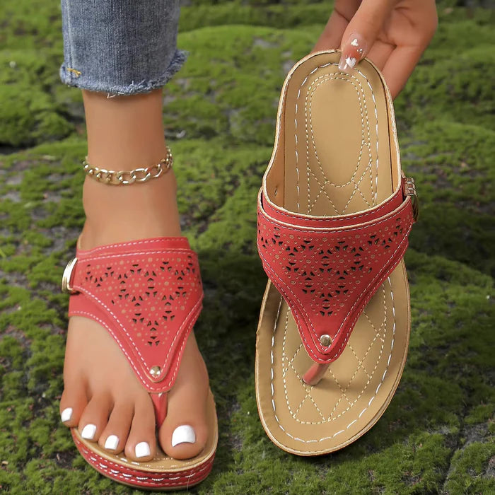 Ahuva | Women's Round Toe Slip On Wedge Platform Slides