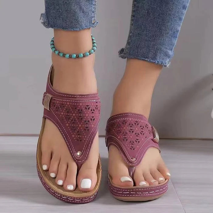 Ahuva | Women's Round Toe Slip On Wedge Platform Slides