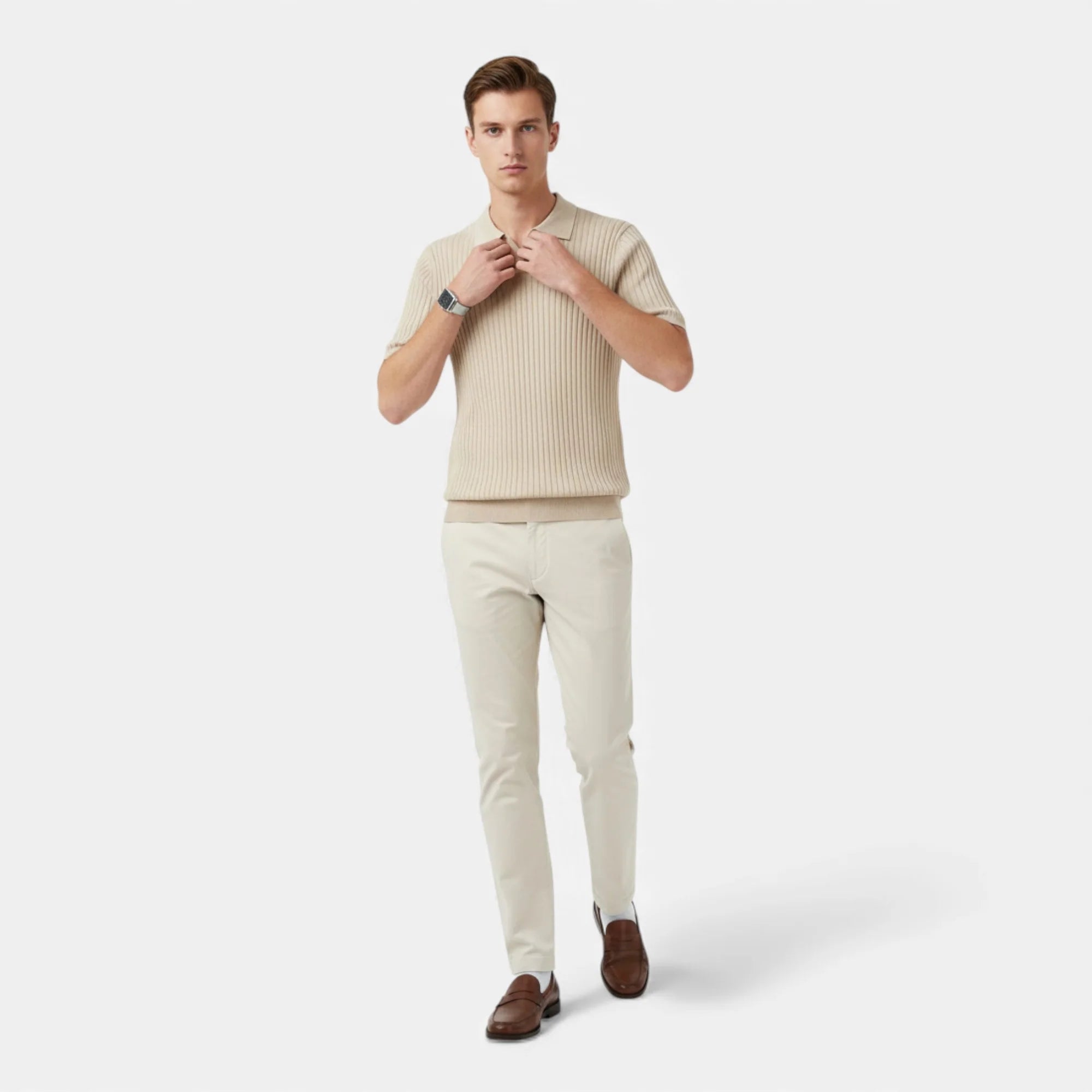 Aiden | Men’s Vertical Stripe Collared Neck Polo Shirt